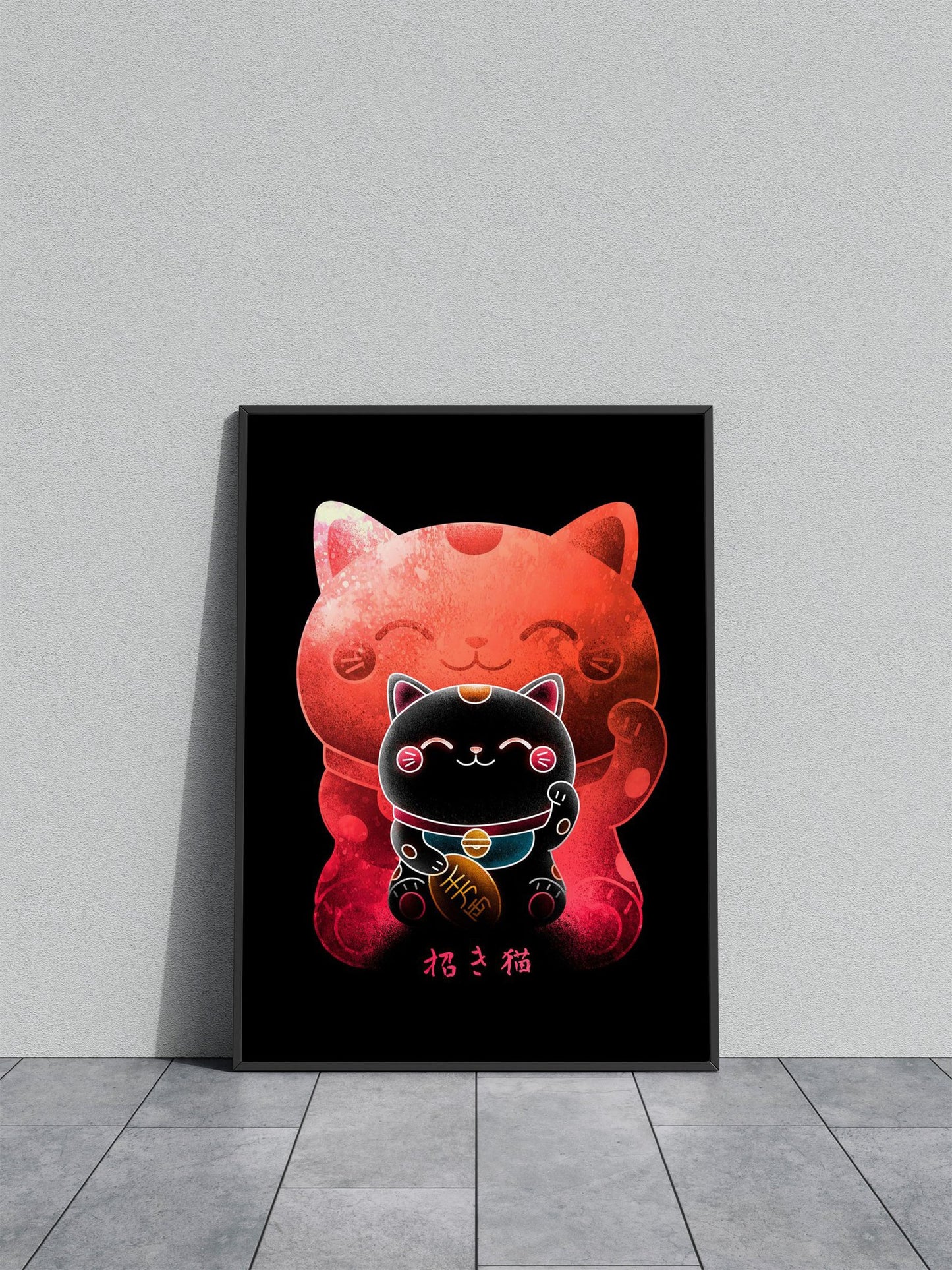 Negative Maneki Neko Ramen Asian Style Pos ter | Wall Art for Home & Office | High-Quality Print - High-Quality Visual Display