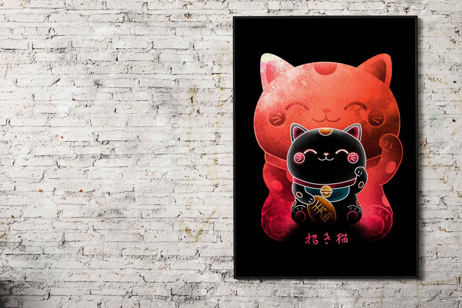 Negative Maneki Neko Ramen Asian Style Pos ter | Wall Art for Home & Office | High-Quality Print - High-Quality Visual Display
