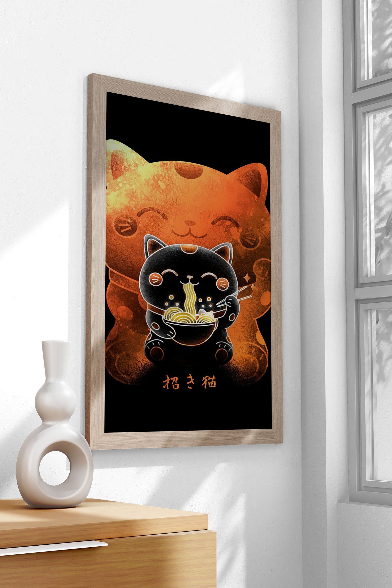 Negative Maneki Neko Asian Style Poster | Wa ll Art for Home & Office | High-Quality Print - High-Quality Visual Display