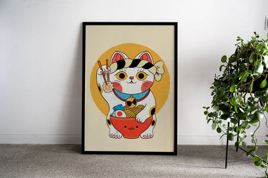 Neko Ramen Cat Japan Asian Style Poster | W all Art for Home & Office | High-Quality Print - High-Quality Visual Display