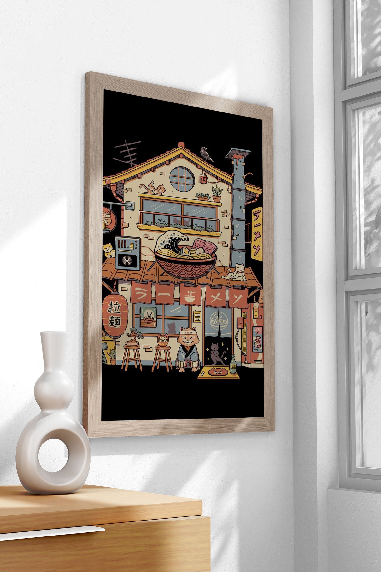 Neko Ramen Sign Asian Style Poster | Wall Art  for Home & Office | High-Quality Print - High-Quality Visual Display