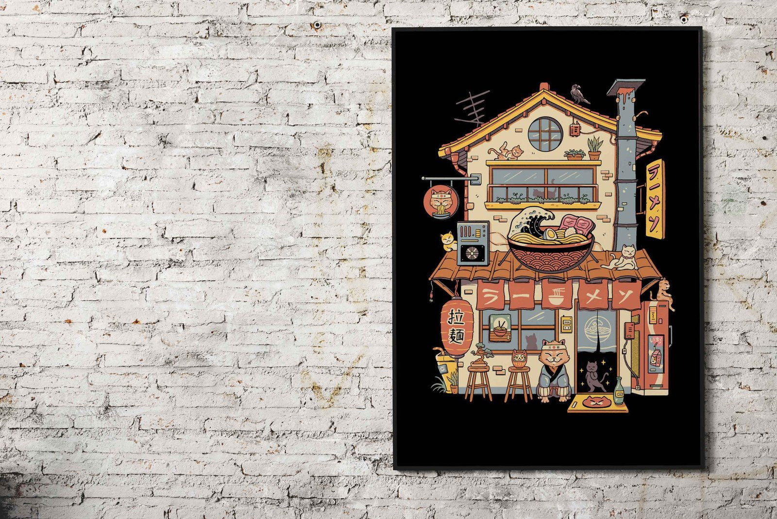 Neko Ramen Sign Asian Style Poster | Wall Art  for Home & Office | High-Quality Print - High-Quality Visual Display