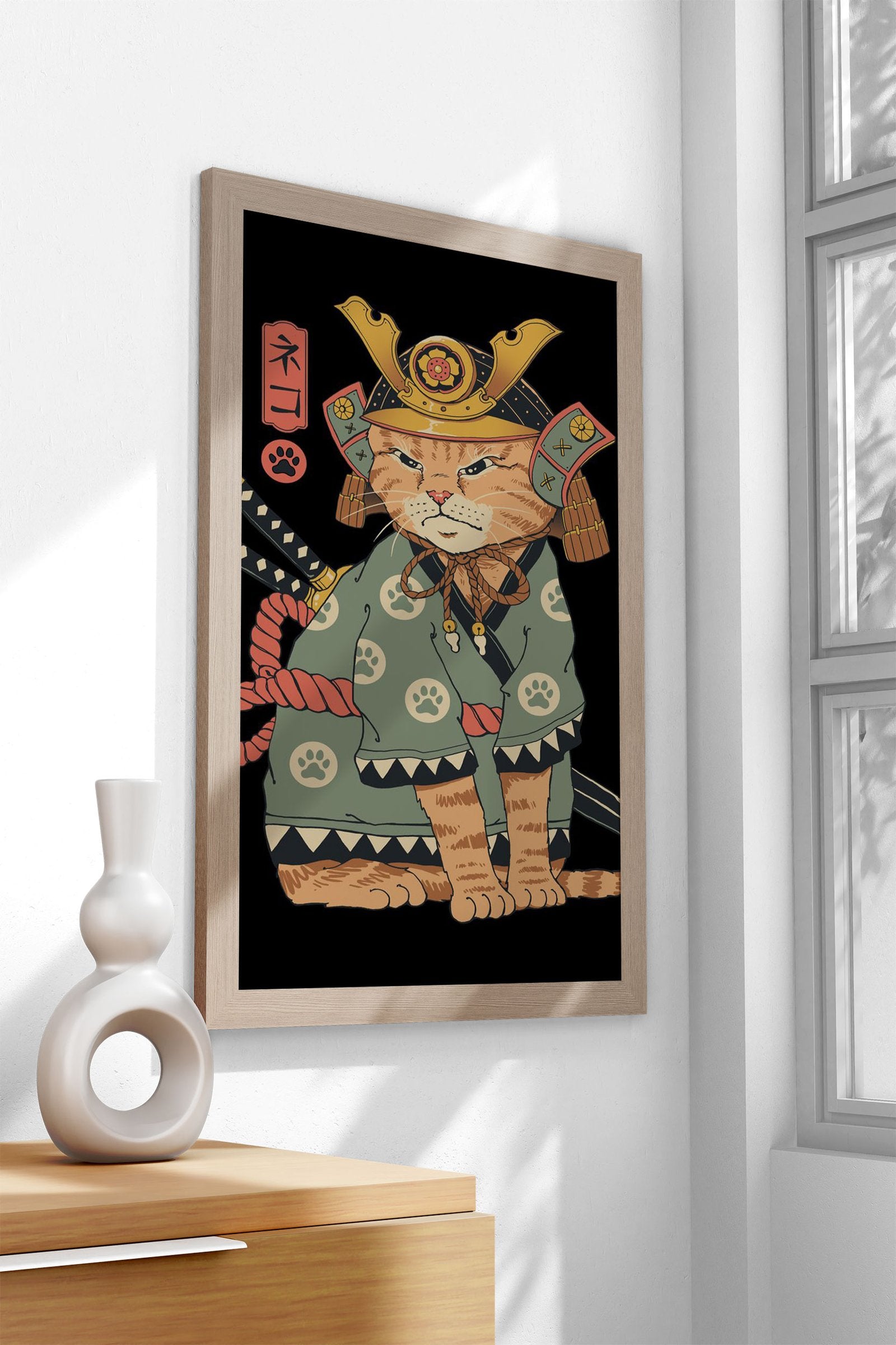 Neko Samurai Asian Style Poster | Wall Art for  Home & Office | High-Quality Print - High-Quality Visual Display