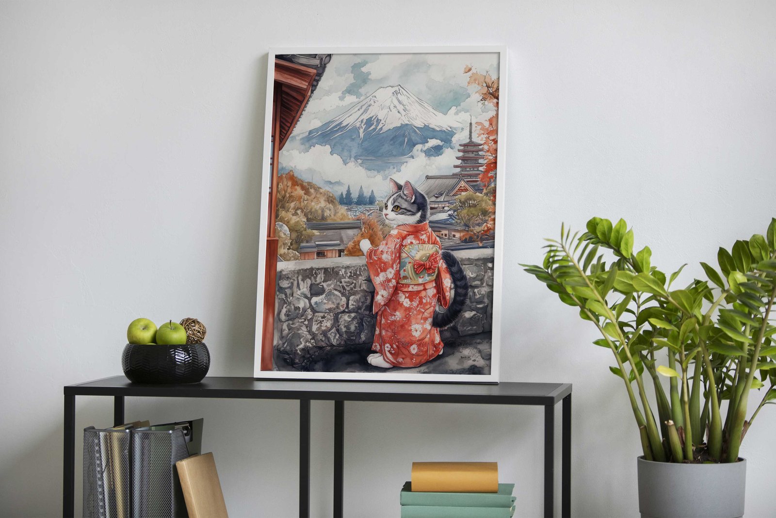 Neko Visiting Mt Fuji Asian Style Poster | Wall  Art for Home & Office | High-Quality Print - High-Quality Visual Display