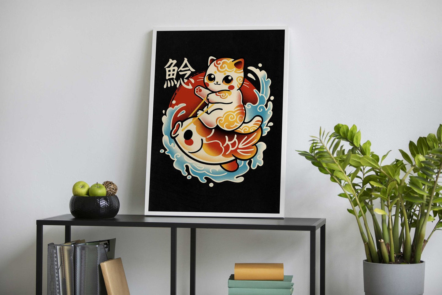 Neko koi fish red sun Asian Style Poster | Wall  Art for Home & Office | High-Quality Print - High-Quality Visual Display