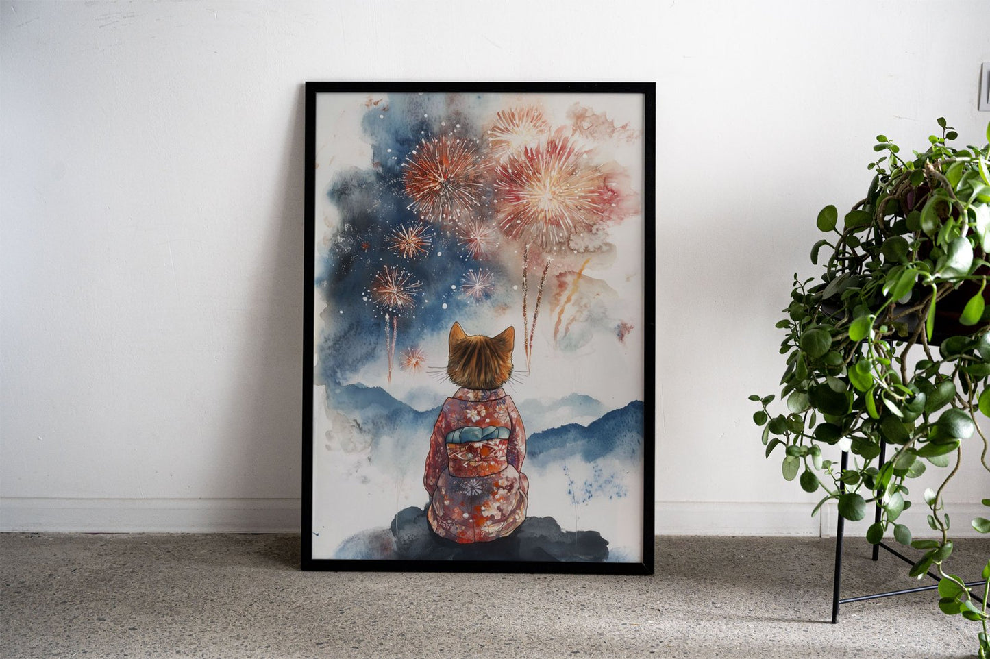 Neko to Hanabi Asian Style Poster | Wall Art fo r Home & Office | High-Quality Print - High-Quality Visual Display