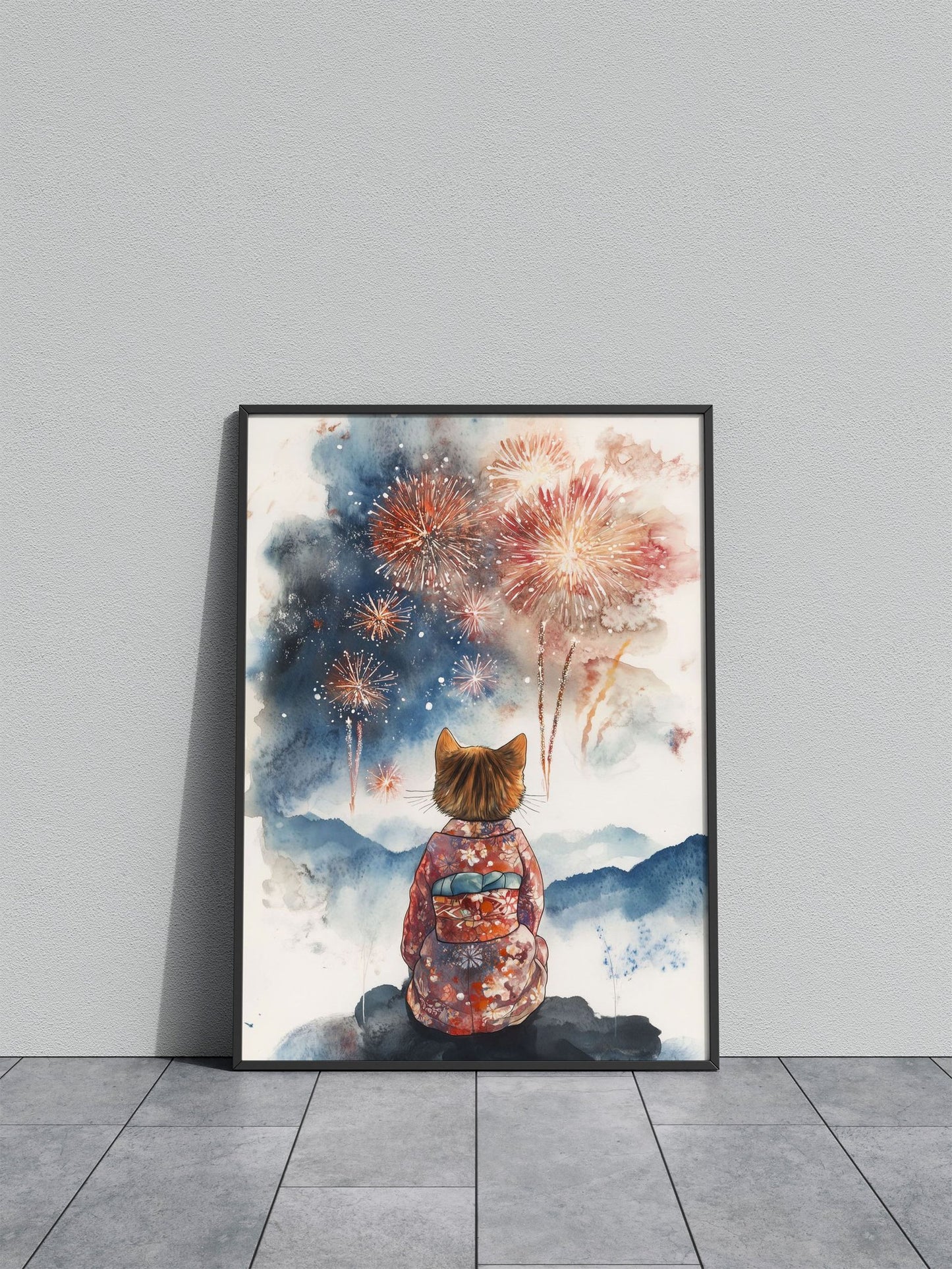 Neko to Hanabi Asian Style Poster | Wall Art fo r Home & Office | High-Quality Print - High-Quality Visual Display