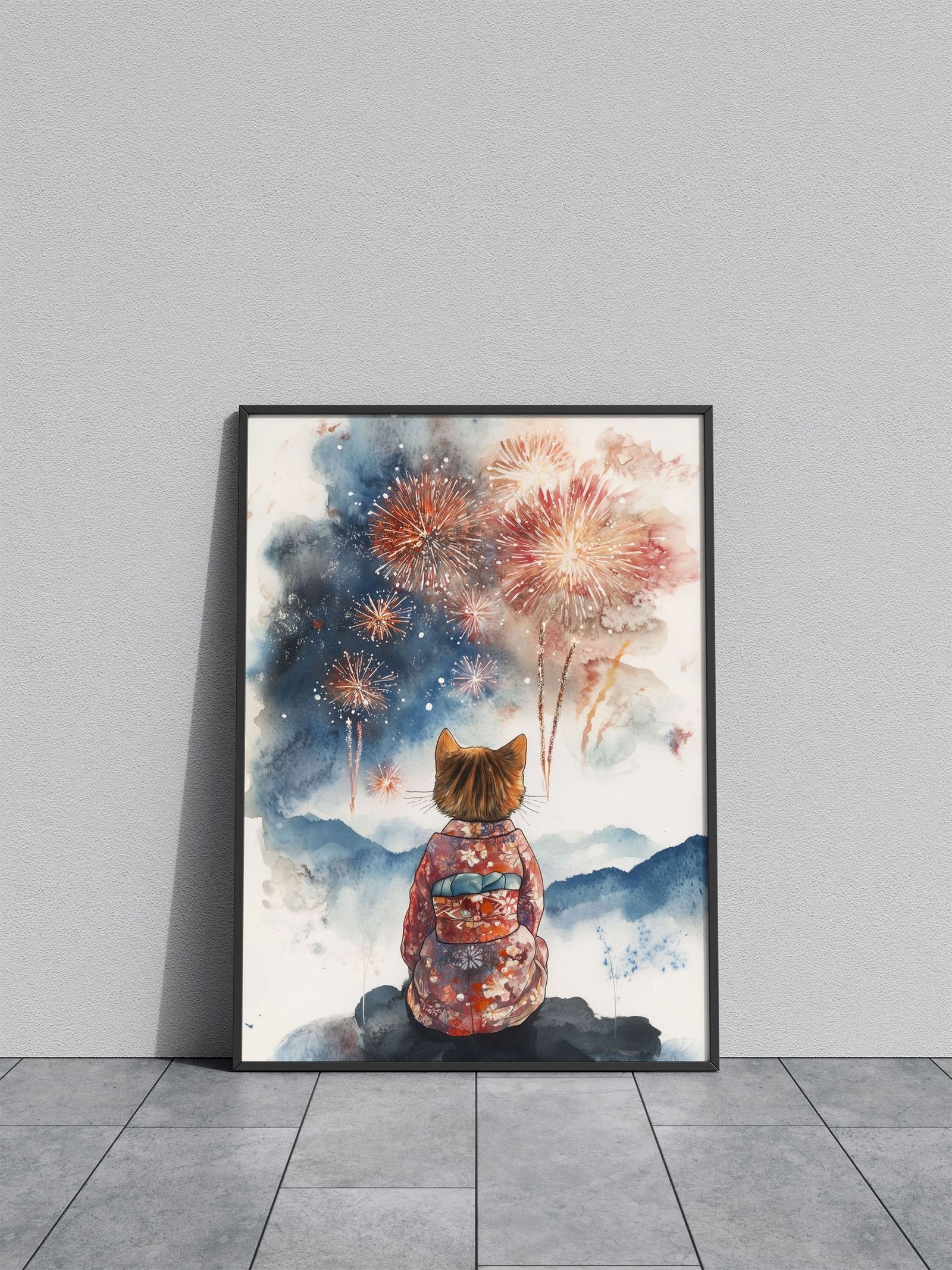 Neko to Hanabi Asian Style Poster | Wall Art fo r Home & Office | High-Quality Print - High-Quality Visual Display