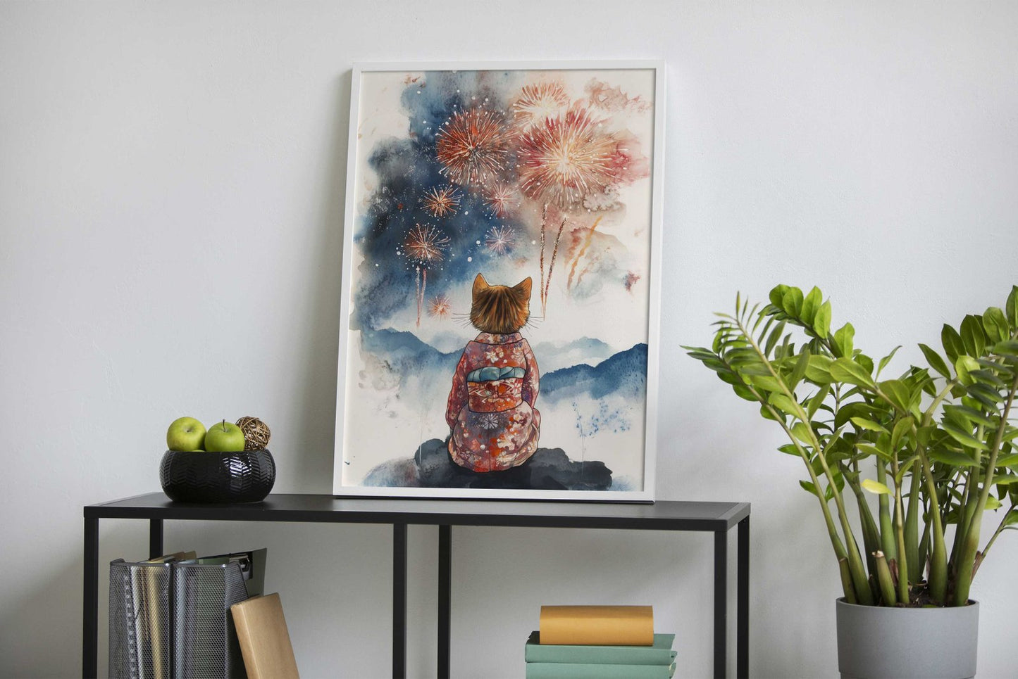 Neko to Hanabi Asian Style Poster | Wall Art fo r Home & Office | High-Quality Print - High-Quality Visual Display