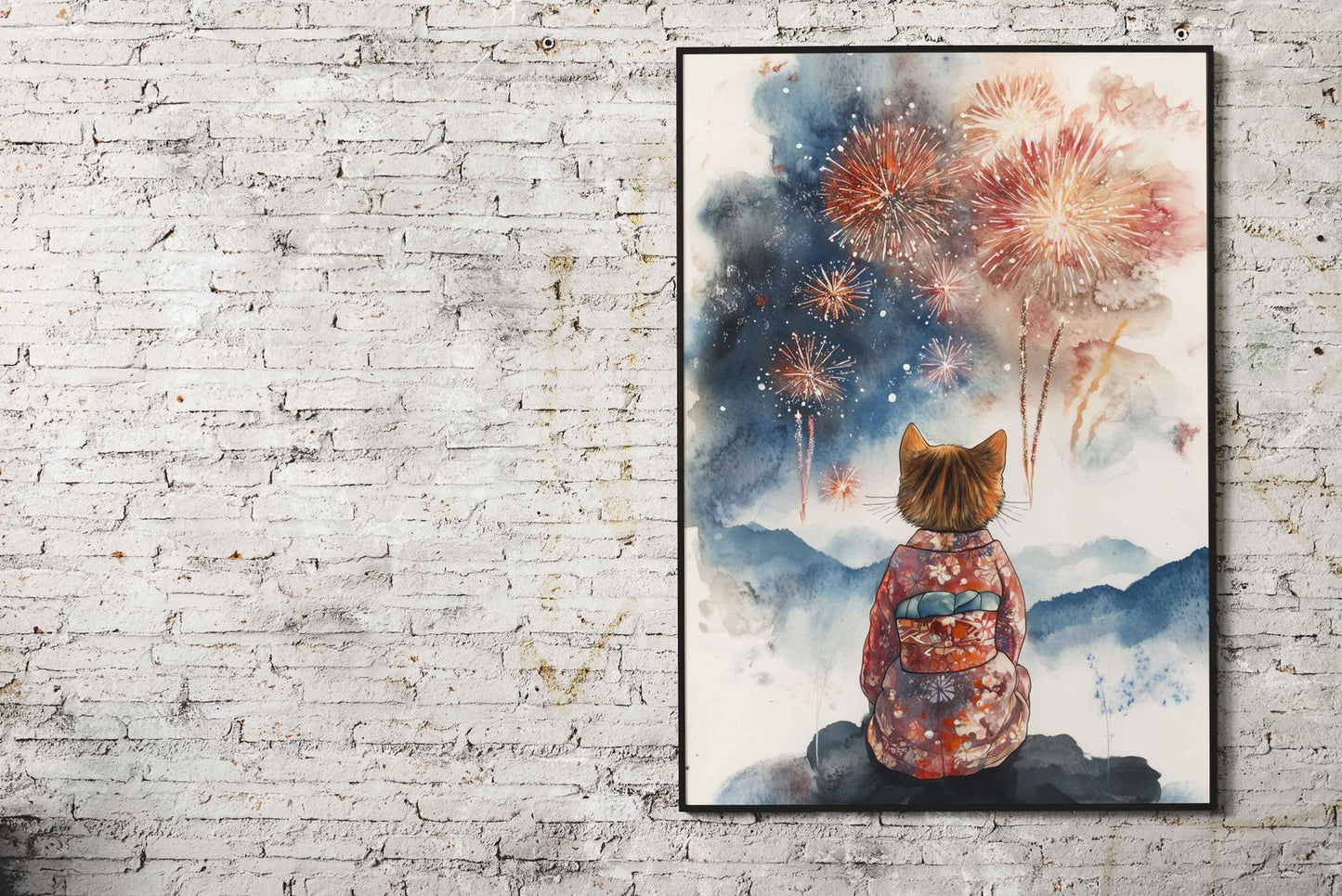Neko to Hanabi Asian Style Poster | Wall Art fo r Home & Office | High-Quality Print - High-Quality Visual Display