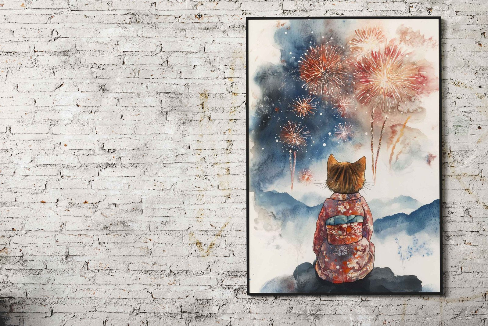 Neko to Hanabi Asian Style Poster | Wall Art fo r Home & Office | High-Quality Print - High-Quality Visual Display