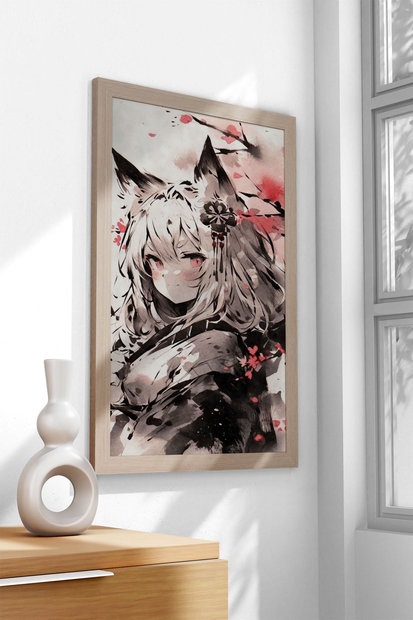 Nekomimi Japanese Ink Asian Style Poster | W all Art for Home & Office | High-Quality Print - High-Quality Visual Display