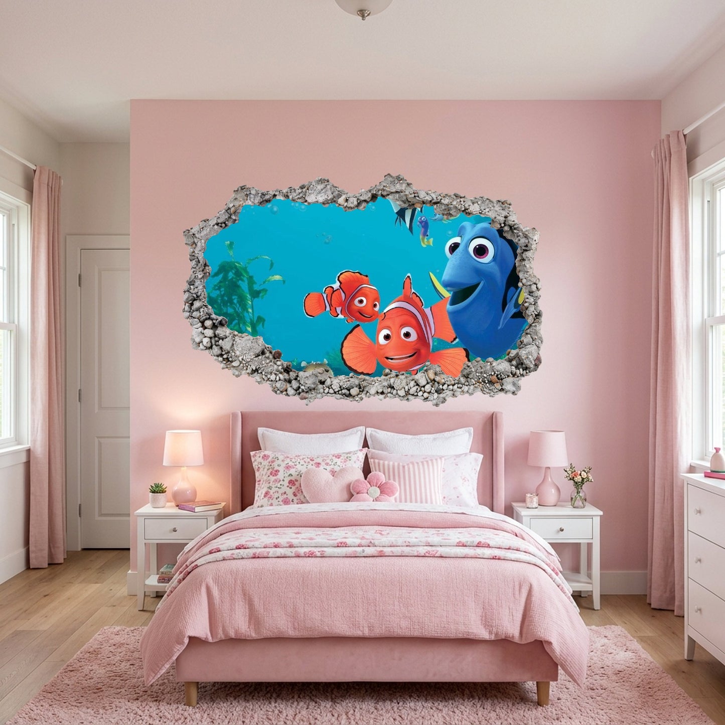 Nemo and Dory Disney Pixar 3D Smashed Wall Decal Smashed Brick Decal 180