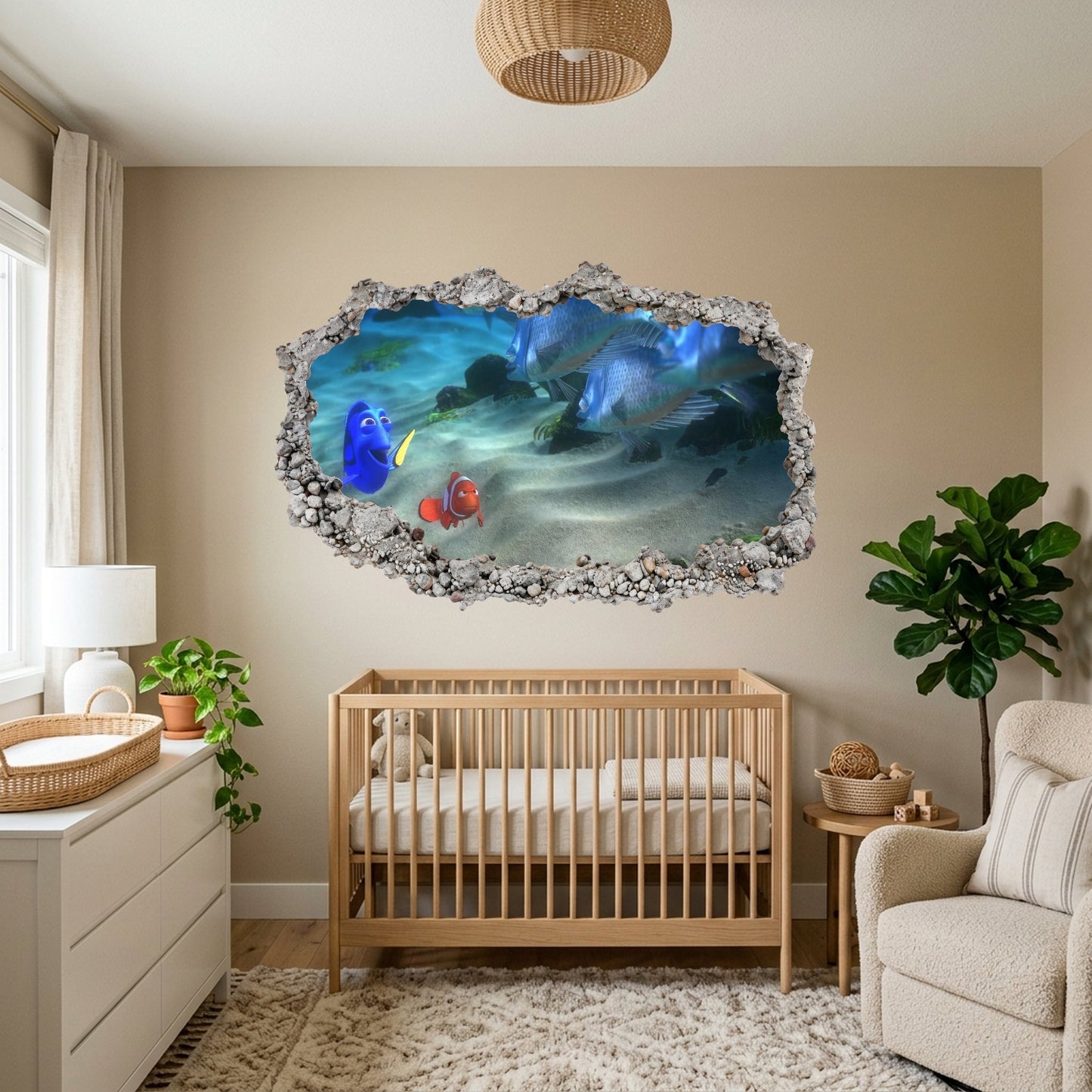 Nemo and Dory Disney Pixar 3D Wall Hole Decal 3D Effect Sticker 178