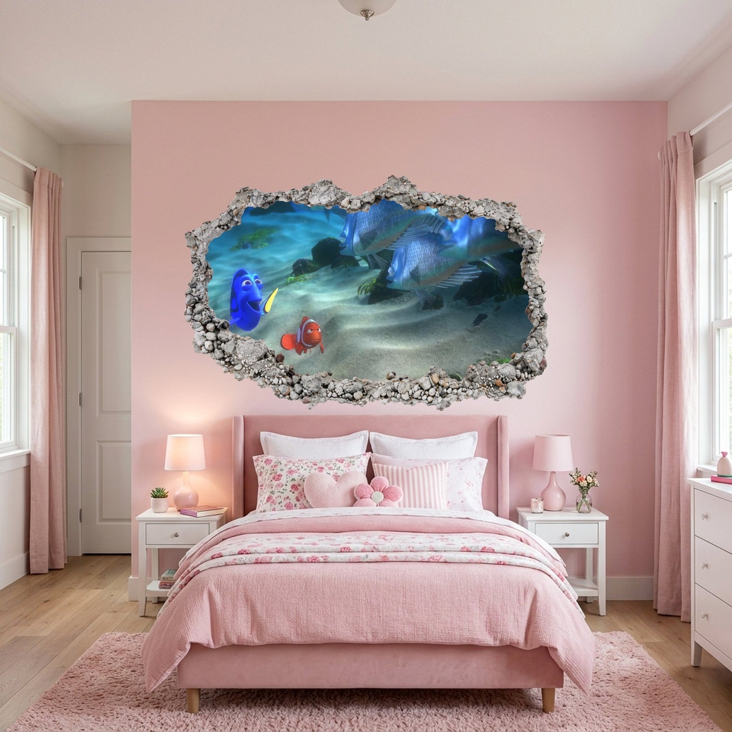 Nemo and Dory Disney Pixar 3D Wall Hole Decal 3D Effect Sticker 178