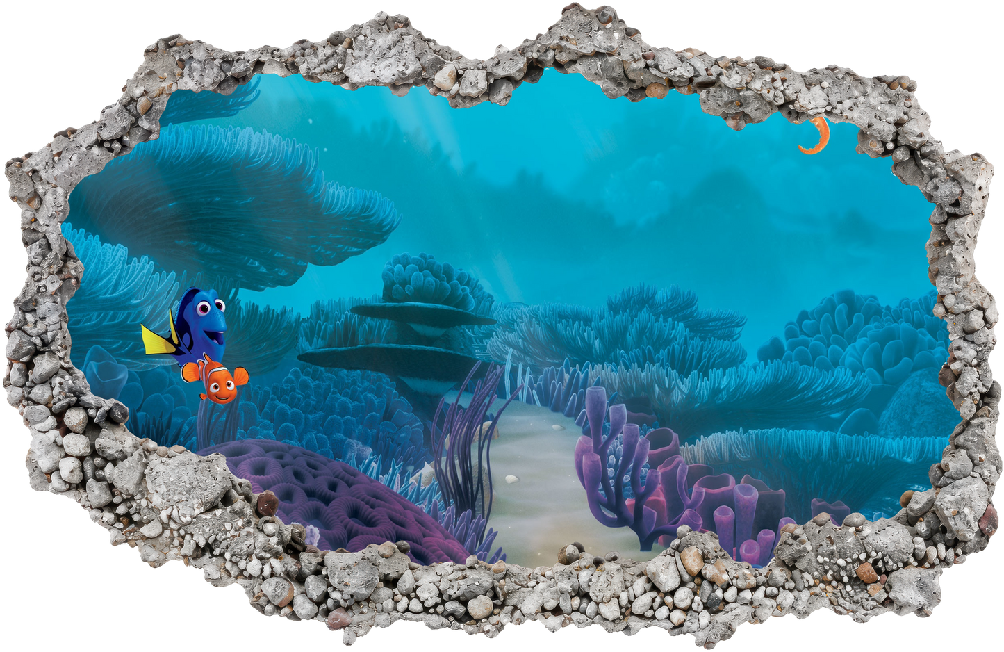Nemo and Dory Disney Pixar Vinyl Mural 3D Smashed Wall Decal 190