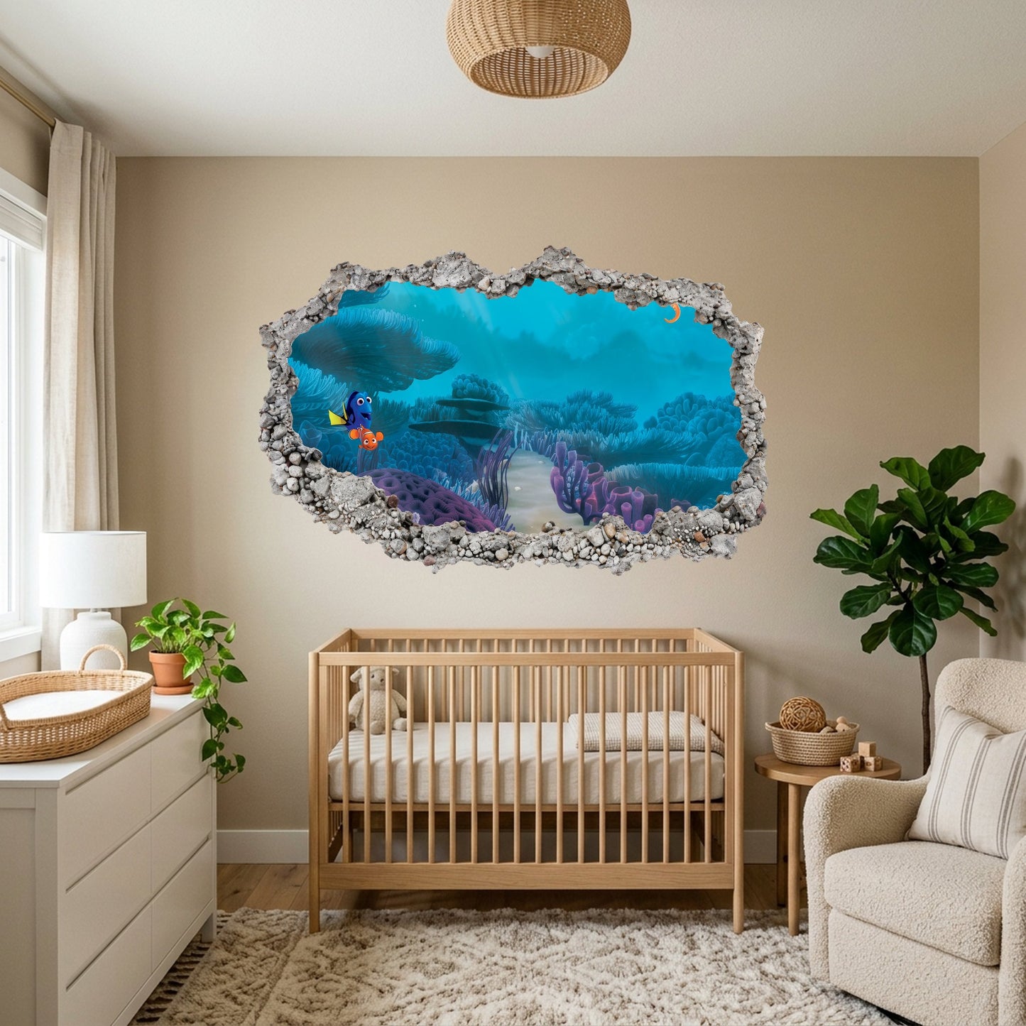 Nemo and Dory Disney Pixar Vinyl Mural 3D Smashed Wall Decal 190