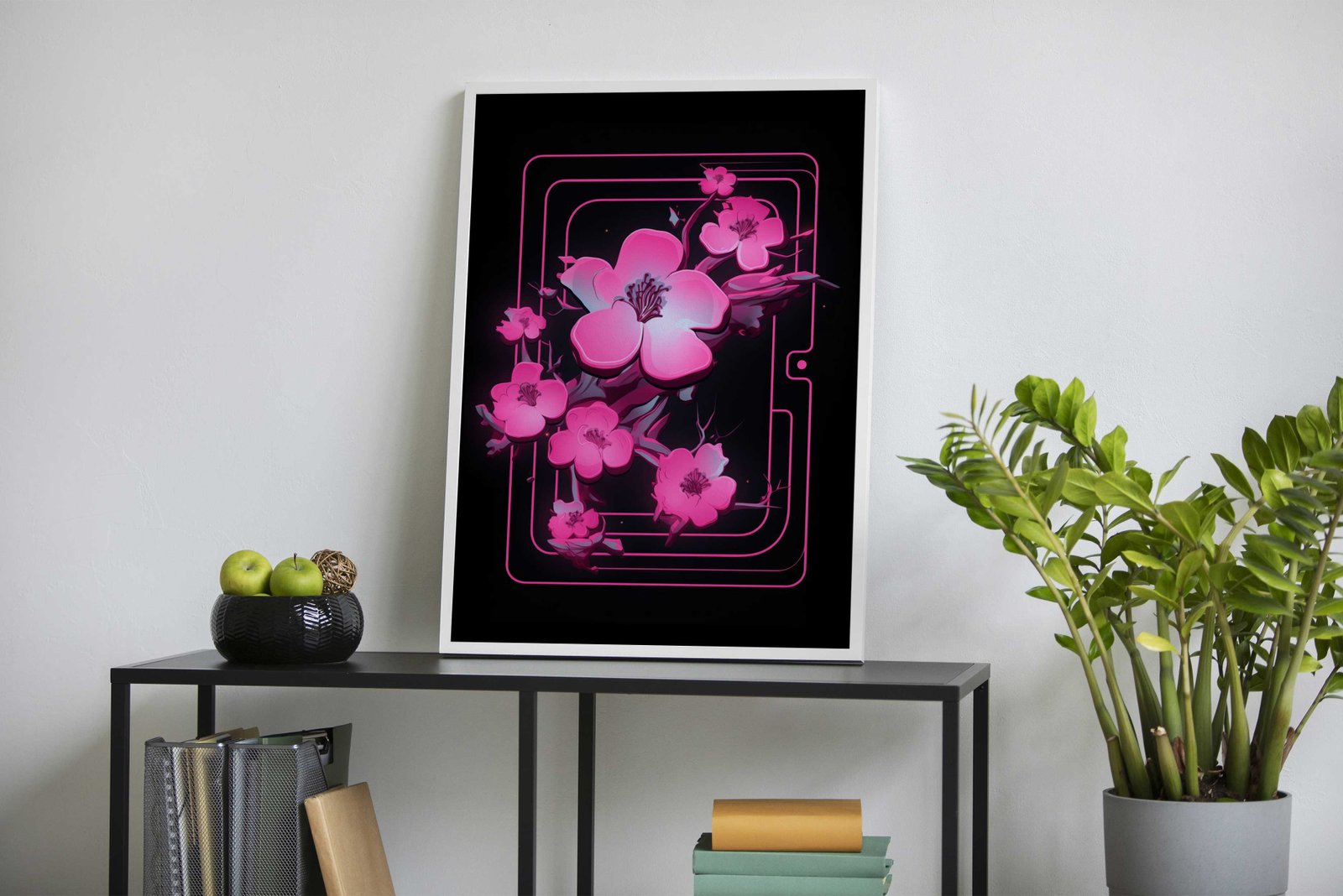 Neon Cherry Blossom Asian Style Poster | Wal l Art for Home & Office | High-Quality Print - High-Quality Visual Display