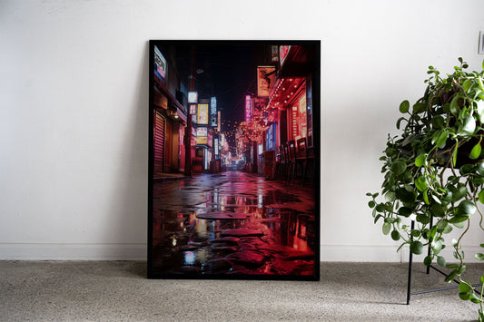 Neon City Street Asian Style Poster | Wall Art f or Home & Office | High-Quality Print - High-Quality Visual Display