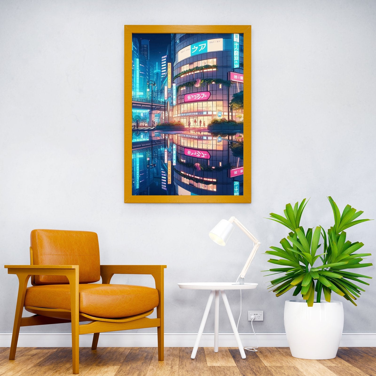 Neon Cityscape Reflection Asian Style Poster  | Wall Art for Home & Office | High-Quality Print - High-Quality Visual Display