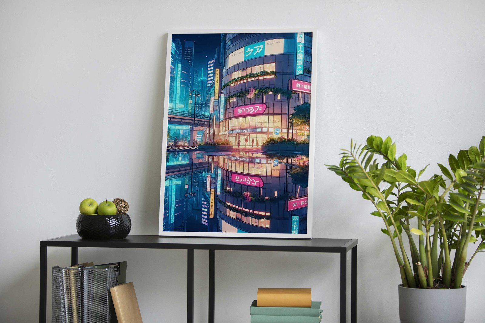 Neon Cityscape Reflection Asian Style Poster  | Wall Art for Home & Office | High-Quality Print - High-Quality Visual Display