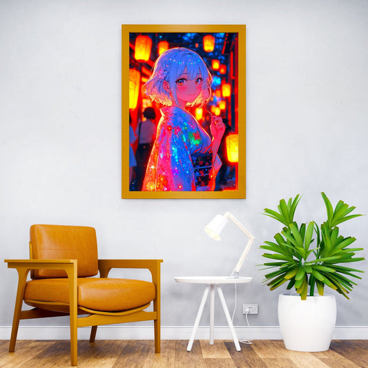 Neon Girl Asian Style Poster | Wall Art for Hom e & Office | High-Quality Print - High-Quality Visual Display