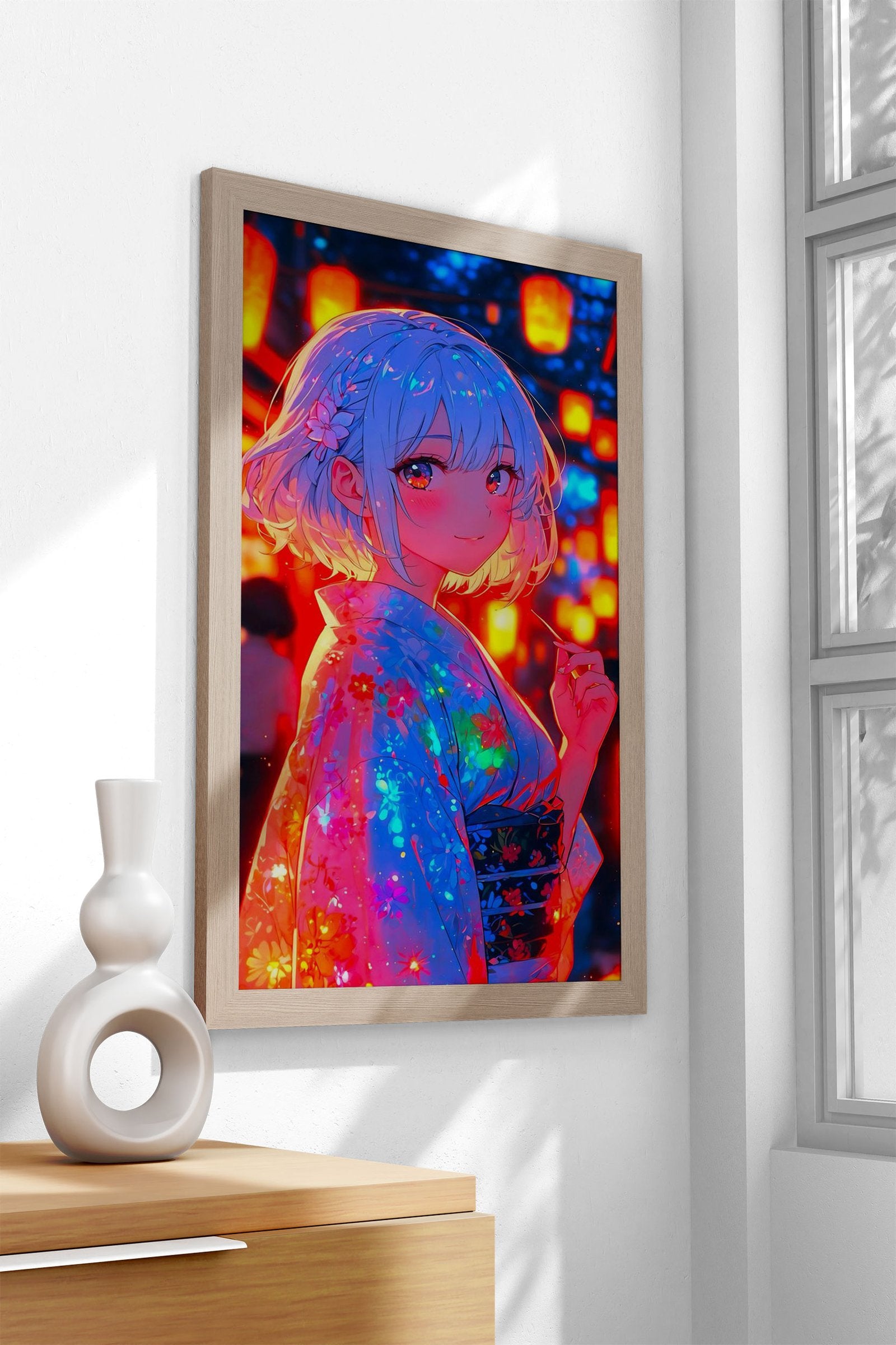 Neon Girl Asian Style Poster | Wall Art for Hom e & Office | High-Quality Print - High-Quality Visual Display