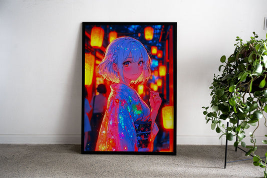 Neon Girl Asian Style Poster | Wall Art for Hom e & Office | High-Quality Print - High-Quality Visual Display