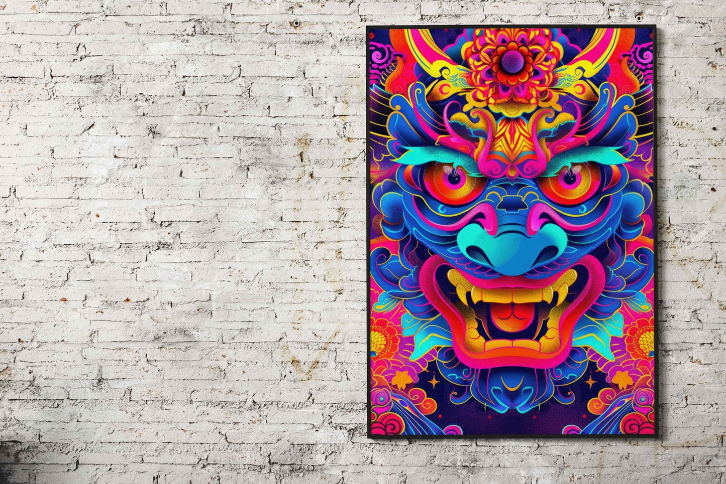 Neon Japanese Oni Yokai Asian Style Poster |  Wall Art for Home & Office | High-Quality Print - High-Quality Visual Display