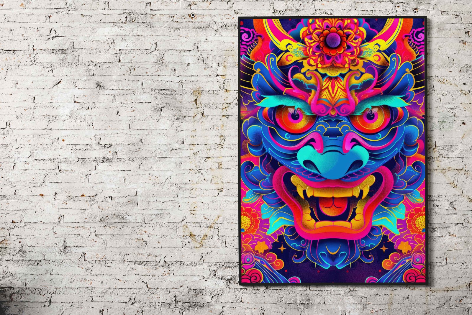 Neon Japanese Oni Yokai Asian Style Poster |  Wall Art for Home & Office | High-Quality Print - High-Quality Visual Display