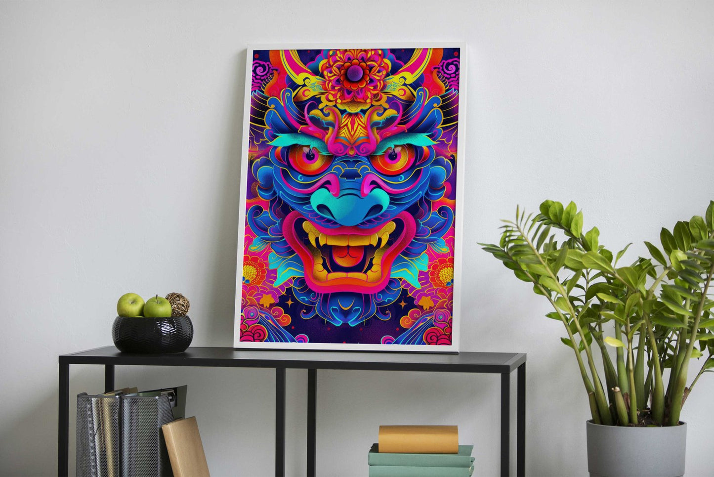 Neon Japanese Oni Yokai Asian Style Poster |  Wall Art for Home & Office | High-Quality Print - High-Quality Visual Display