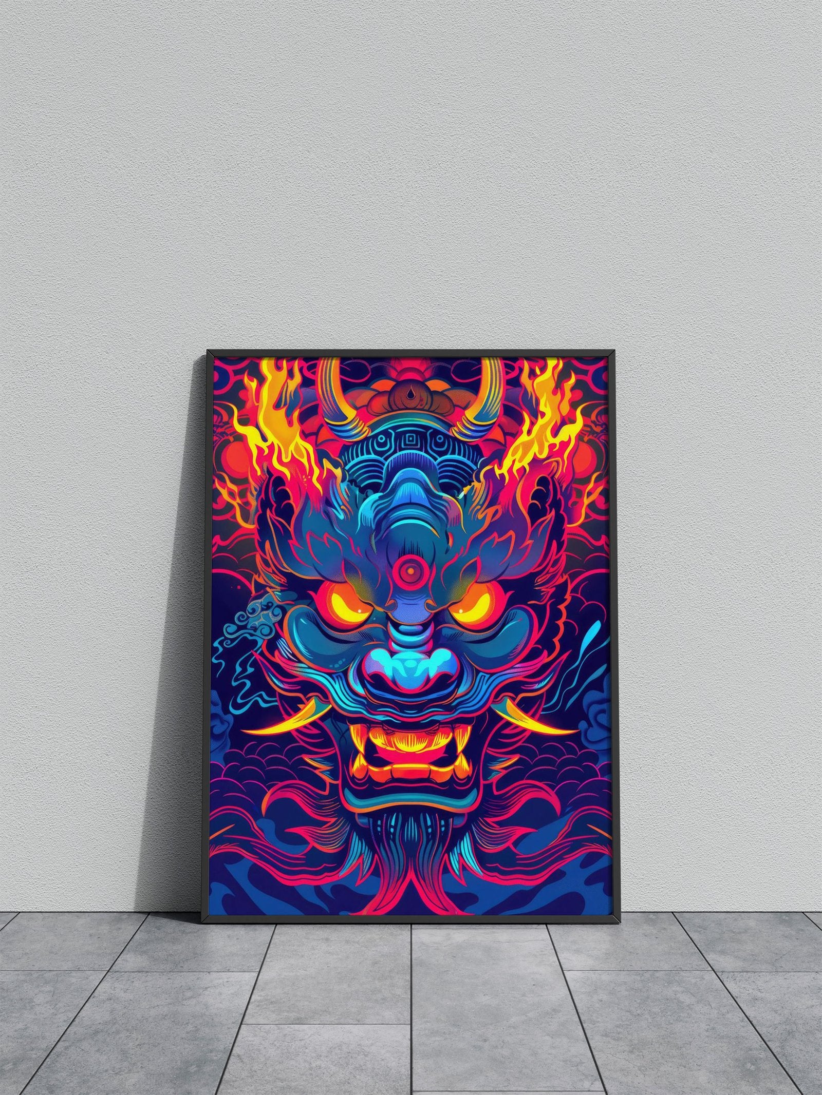 Neon Japanese Yokai Asian Style Poster | Wall  Art for Home & Office | High-Quality Print - High-Quality Visual Display