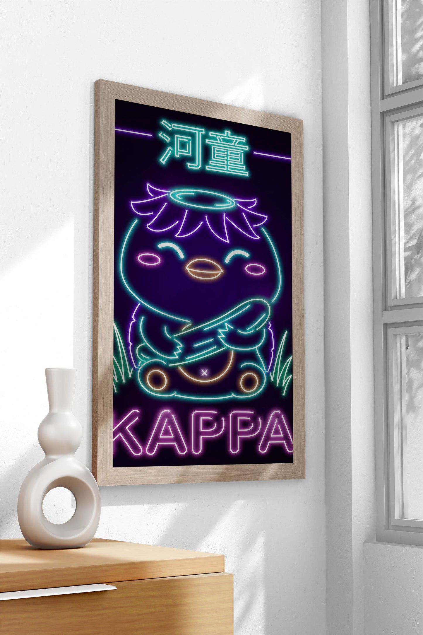Neon Kappa Yokai Asian Style Poster | Wall Ar t for Home & Office | High-Quality Print - High-Quality Visual Display
