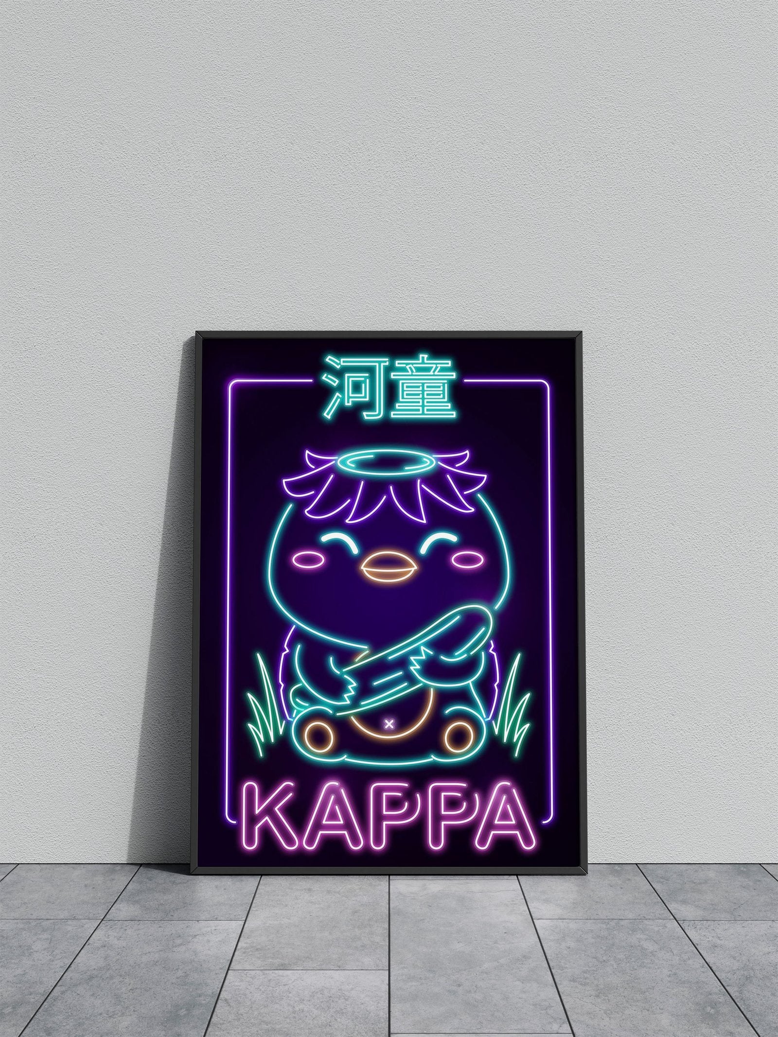 Neon Kappa Yokai Asian Style Poster | Wall Ar t for Home & Office | High-Quality Print - High-Quality Visual Display