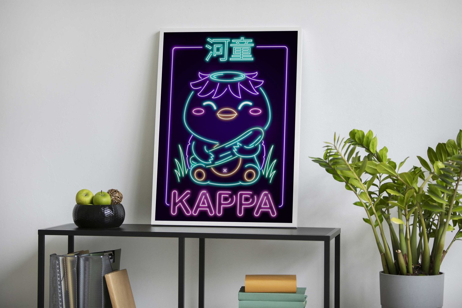 Neon Kappa Yokai Asian Style Poster | Wall Ar t for Home & Office | High-Quality Print - High-Quality Visual Display