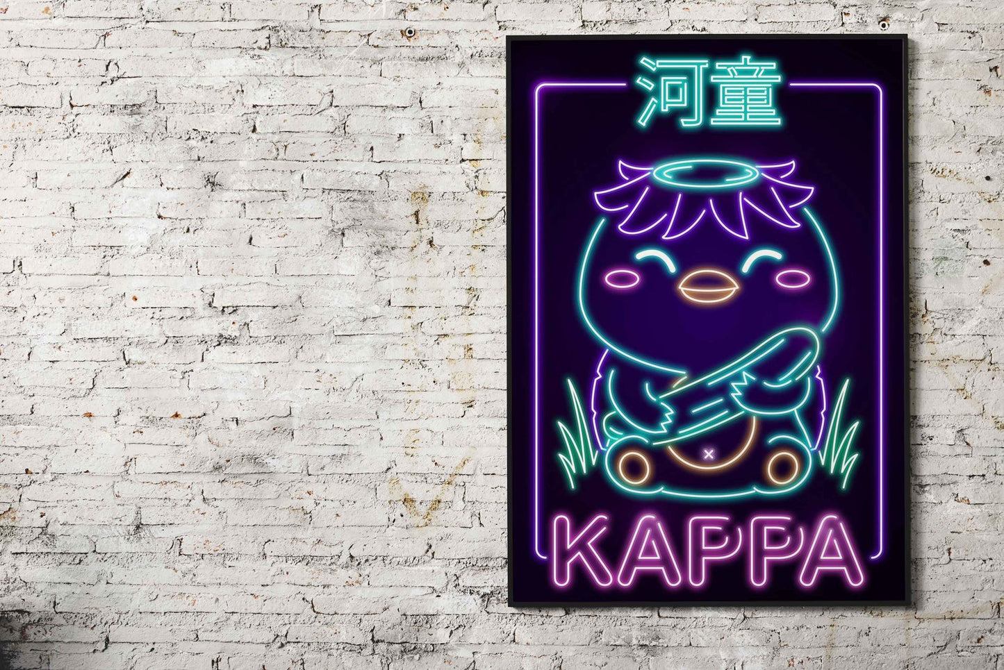 Neon Kappa Yokai Asian Style Poster | Wall Ar t for Home & Office | High-Quality Print - High-Quality Visual Display