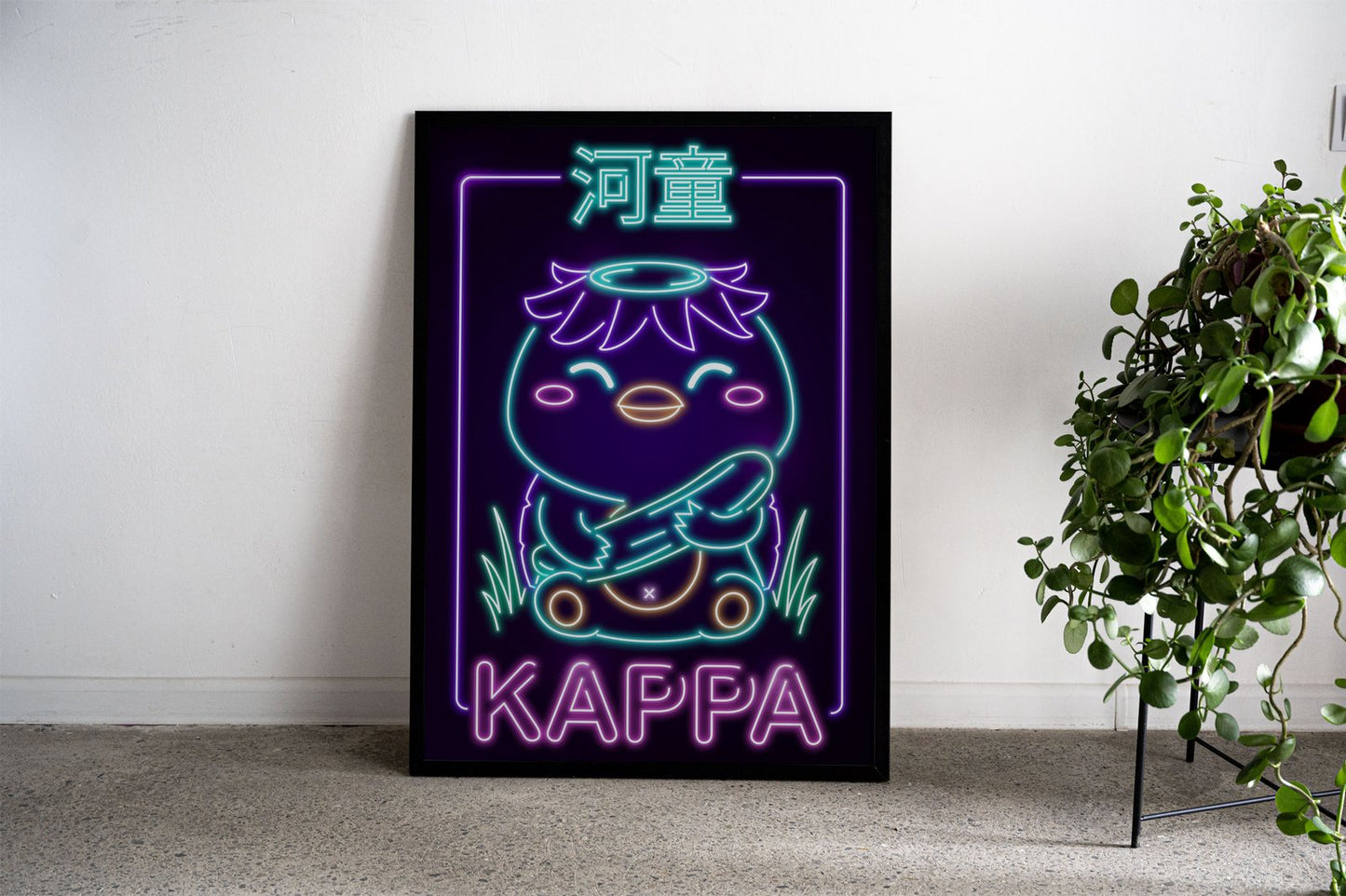 Neon Kappa Yokai Asian Style Poster | Wall Ar t for Home & Office | High-Quality Print - High-Quality Visual Display