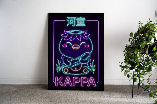 Neon Kappa Yokai Asian Style Poster | Wall Ar t for Home & Office | High-Quality Print - High-Quality Visual Display