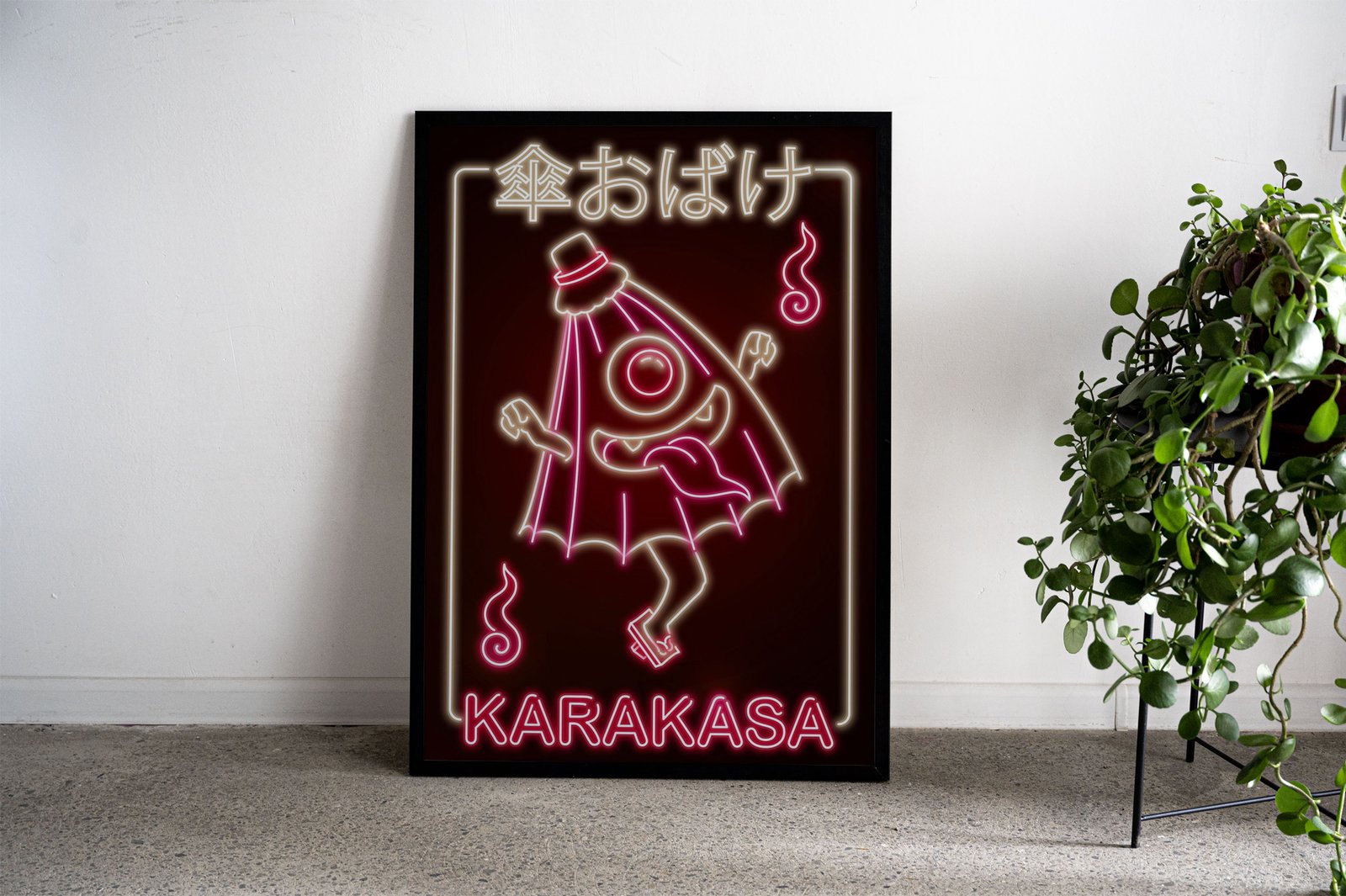 Neon Karakasa Red Yokai Asian Style Poster |  Wall Art for Home & Office | High-Quality Print - High-Quality Visual Display