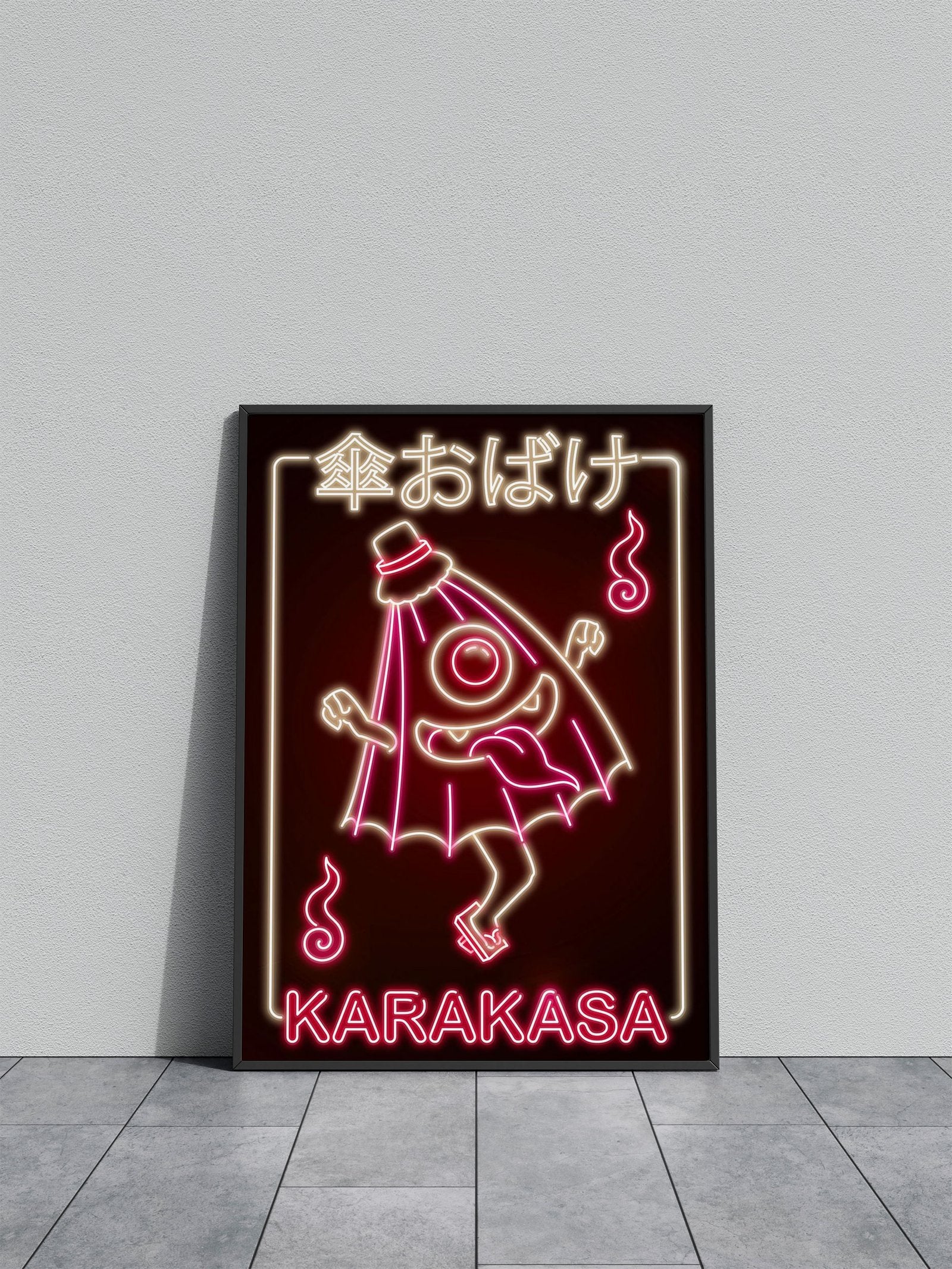 Neon Karakasa Red Yokai Asian Style Poster |  Wall Art for Home & Office | High-Quality Print - High-Quality Visual Display