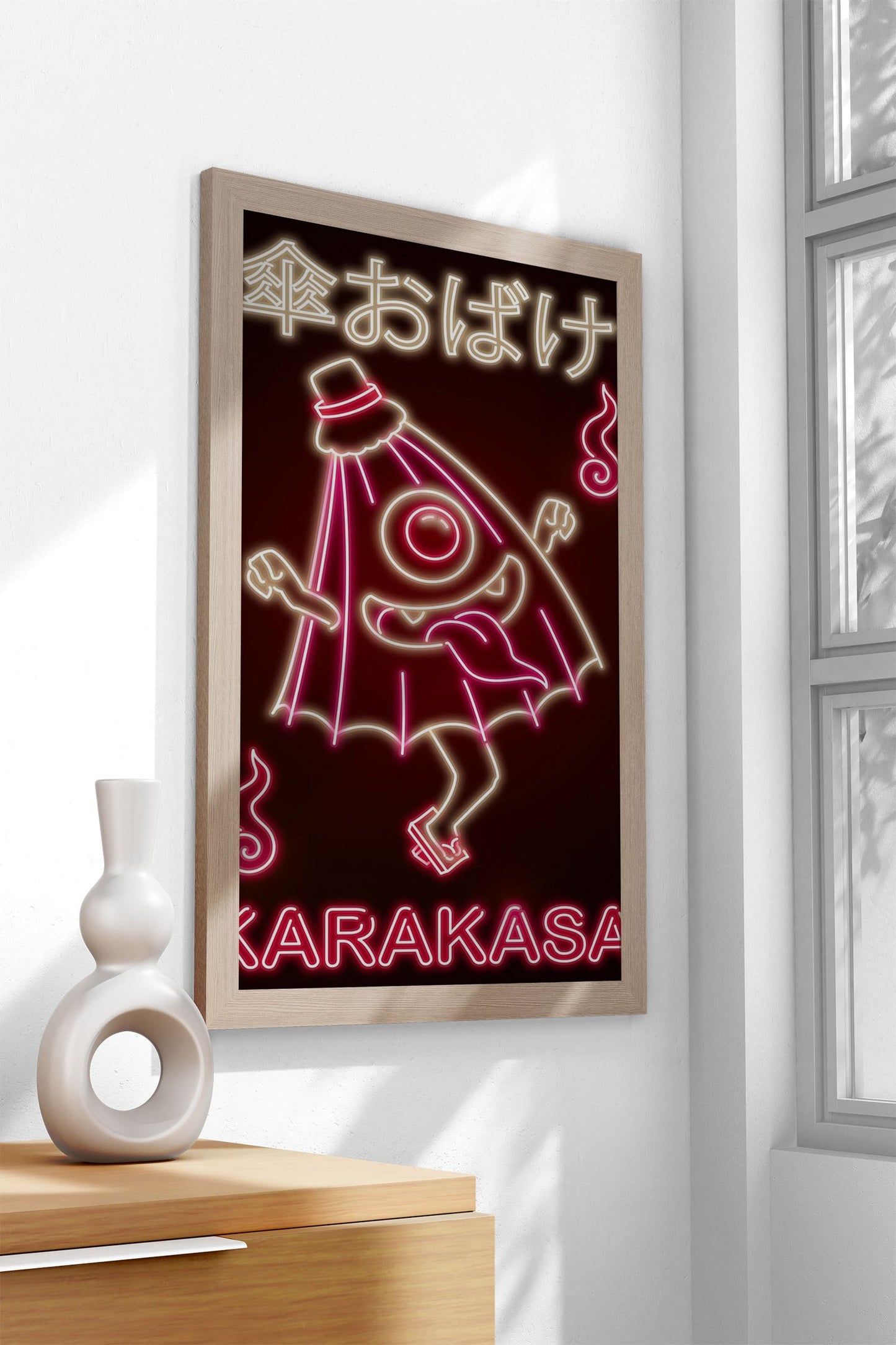 Neon Karakasa Red Yokai Asian Style Poster |  Wall Art for Home & Office | High-Quality Print - High-Quality Visual Display