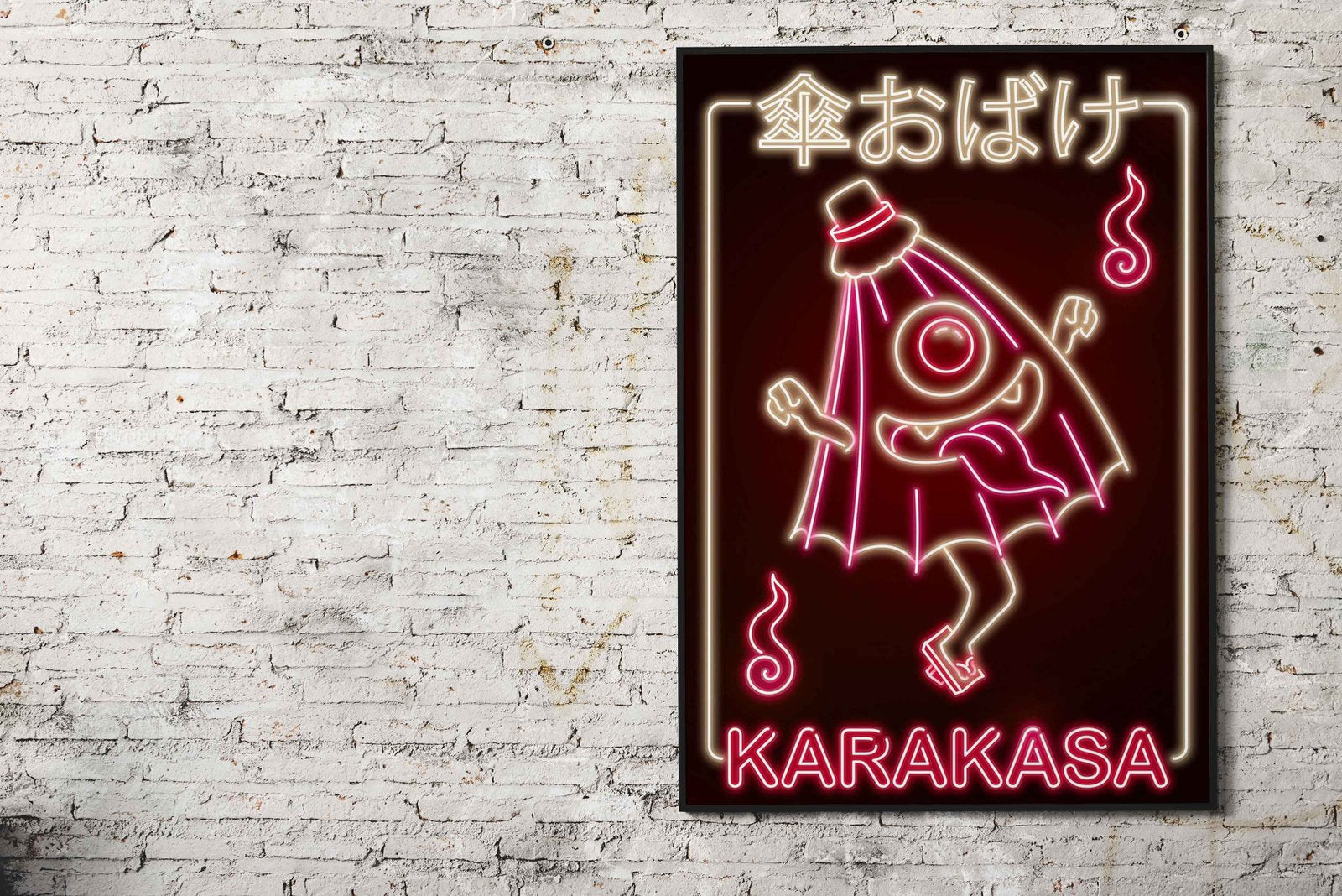 Neon Karakasa Red Yokai Asian Style Poster |  Wall Art for Home & Office | High-Quality Print - High-Quality Visual Display