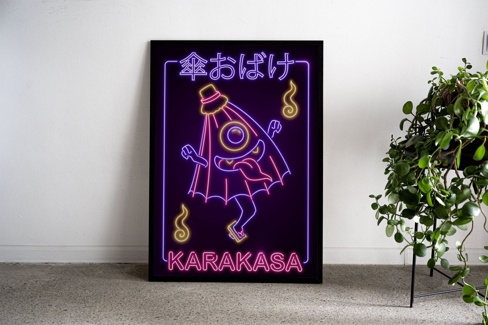 Neon Karakasa Yokai Asian Style Poster | Wall  Art for Home & Office | High-Quality Print - High-Quality Visual Display