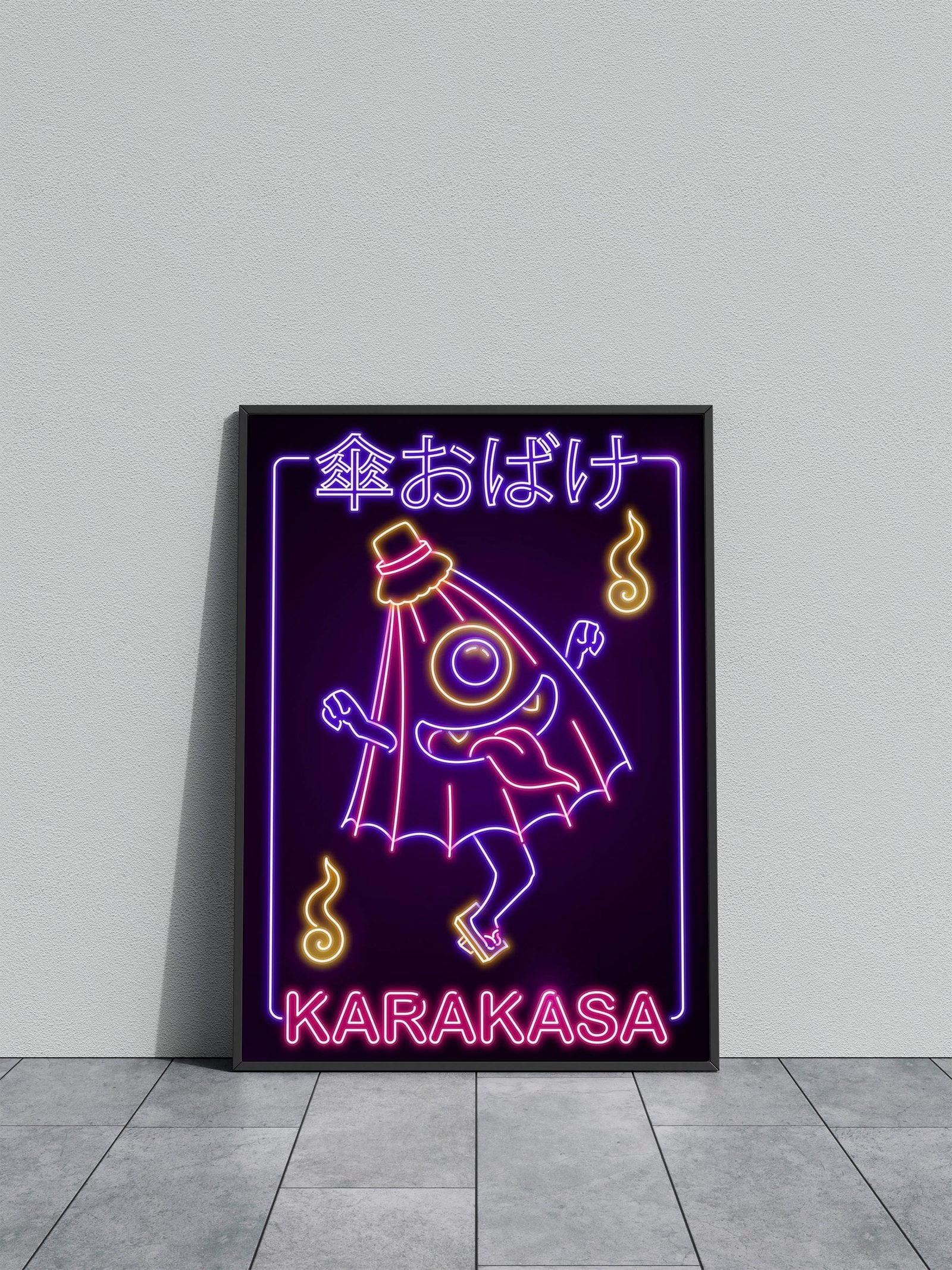 Neon Karakasa Yokai Asian Style Poster | Wall  Art for Home & Office | High-Quality Print - High-Quality Visual Display