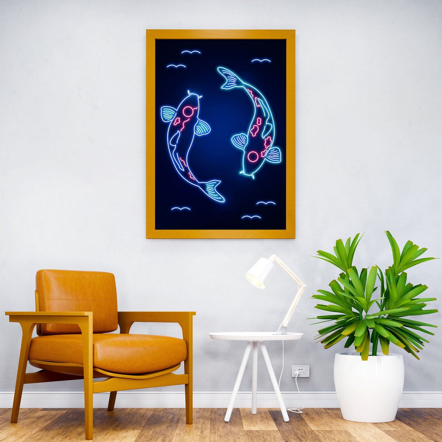 Neon Koi Fish Asian Style Poster | Wall Art for  Home & Office | High-Quality Print - High-Quality Visual Display