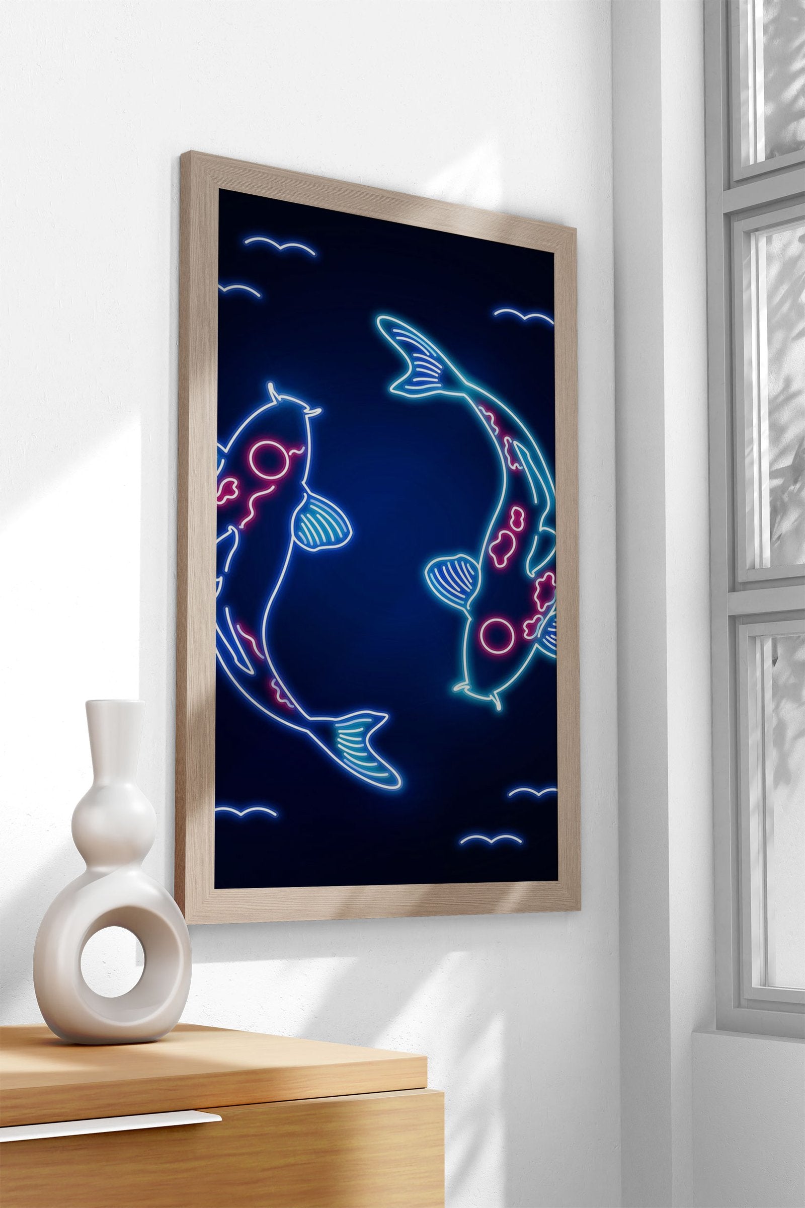 Neon Koi Fish Asian Style Poster | Wall Art for  Home & Office | High-Quality Print - High-Quality Visual Display