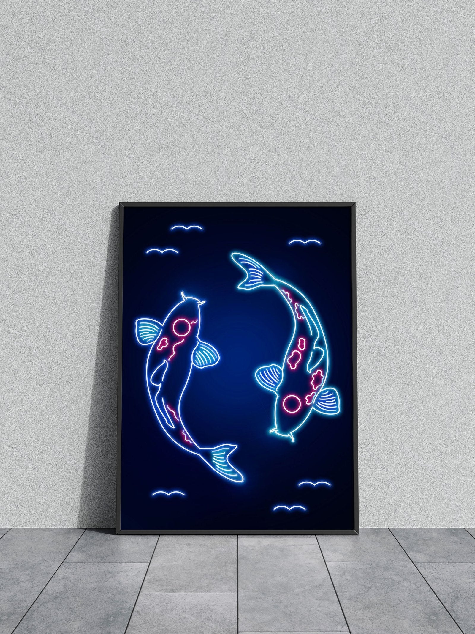 Neon Koi Fish Asian Style Poster | Wall Art for  Home & Office | High-Quality Print - High-Quality Visual Display