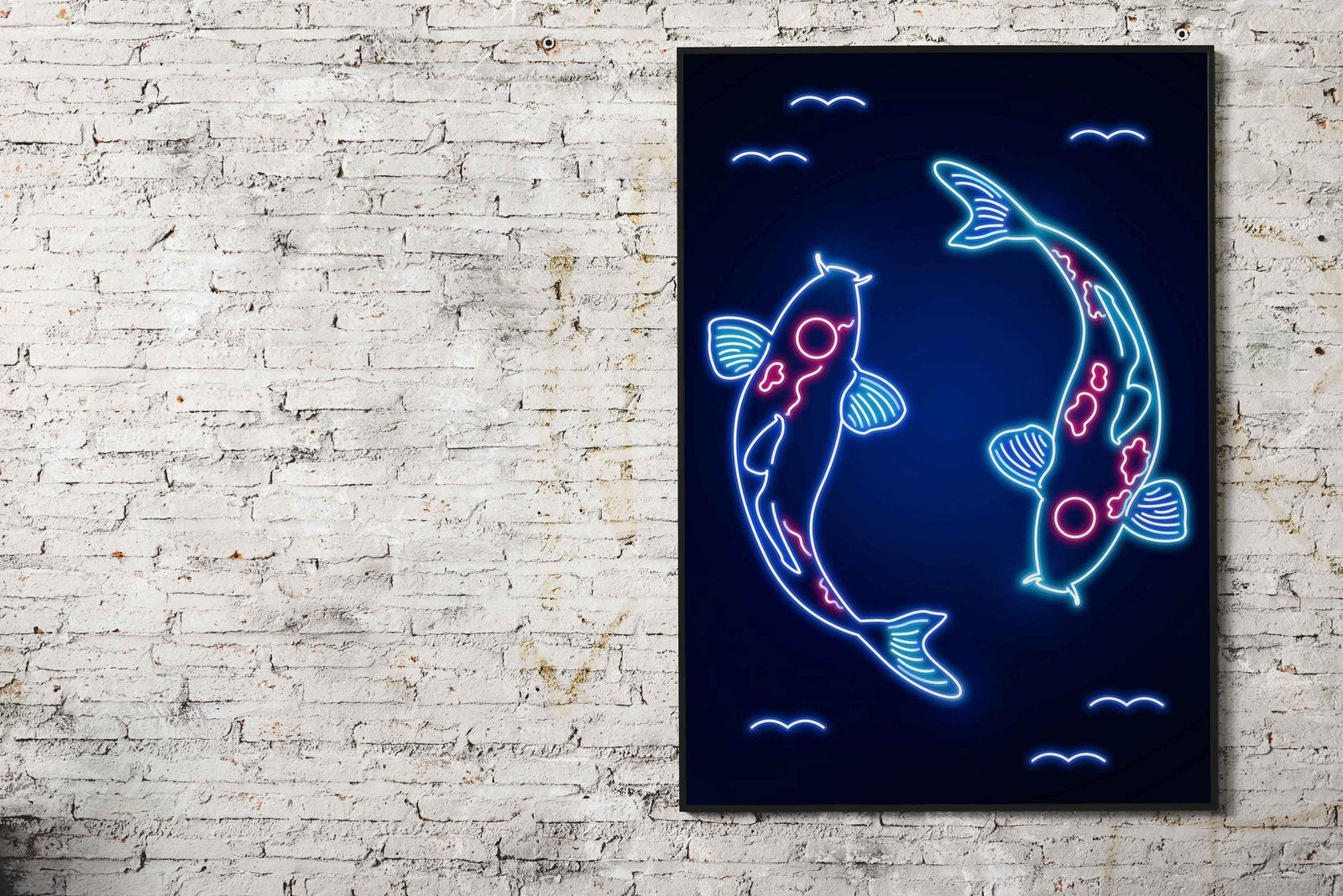 Neon Koi Fish Asian Style Poster | Wall Art for  Home & Office | High-Quality Print - High-Quality Visual Display