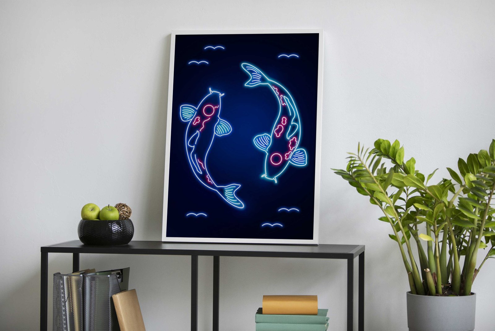Neon Koi Fish Asian Style Poster | Wall Art for  Home & Office | High-Quality Print - High-Quality Visual Display