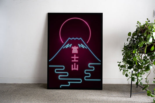 Neon Mount Fuji Asian Style Poster | Wall Art f or Home & Office | High-Quality Print - High-Quality Visual Display